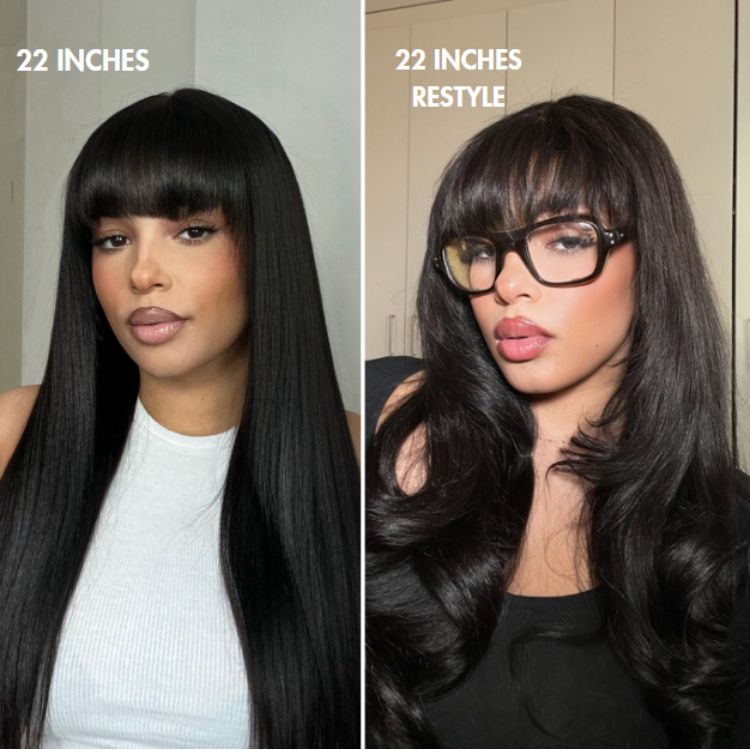 Breathable Cap Yaki Straight Ultra Natural Minimalist Lace Long Wig with Bangs