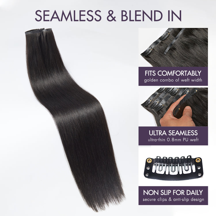 Straight / Kinky Straight /  Kinky Curly Clip in Hair Extensions Real Human Hair Pieces 135g-02
