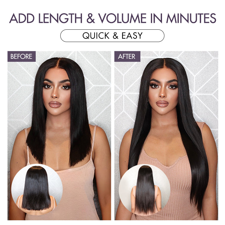 Straight / Kinky Straight /  Kinky Curly Clip in Hair Extensions Real Human Hair Pieces 135g-03