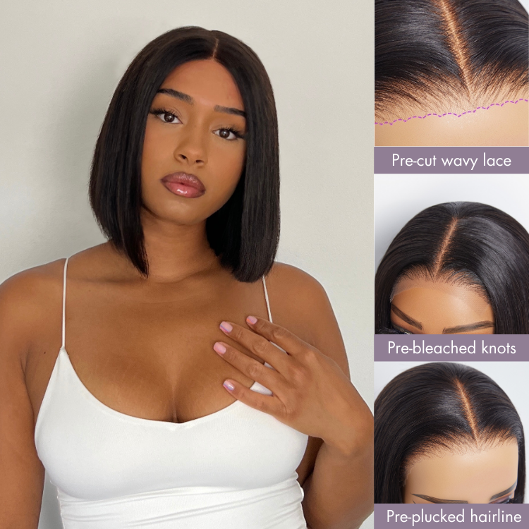 PreMax Wigs | ReadytoGo Side Part Natural Black Glueless Lace Bob Wig
