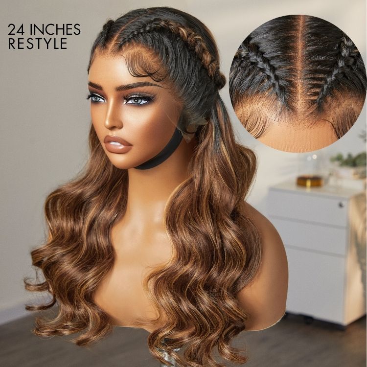 OUTLET I Nature Max Blonde Highlight Loose Body Wave Ear-to-ear Glueless 13x6 Frontal HD Lace Wig Pre-Cut Lace-03