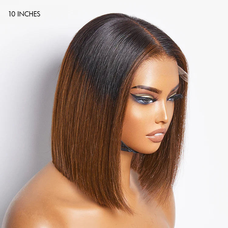 Worth | Brown Ombre Highlight Silky Blunt Cut Glueless 5x5 Closure HD Lace Short Bob Wig-04
