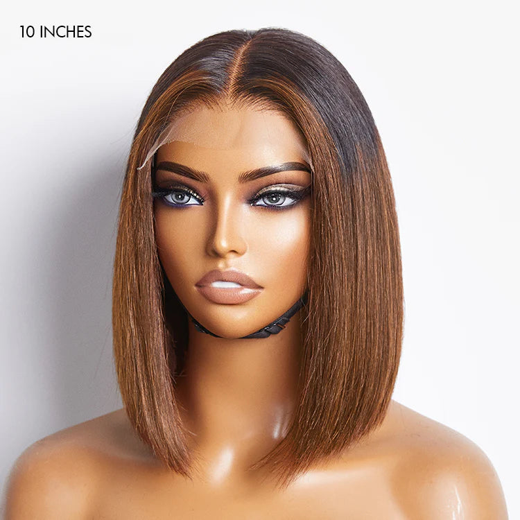 Worth | Brown Ombre Highlight Silky Blunt Cut Glueless 5x5 Closure HD Lace Short Bob Wig-02