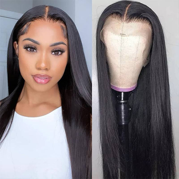 Worth |Silky Straight 180% Density Glueless 13x4 Frontal Lace Long Wig 100% Human Hair