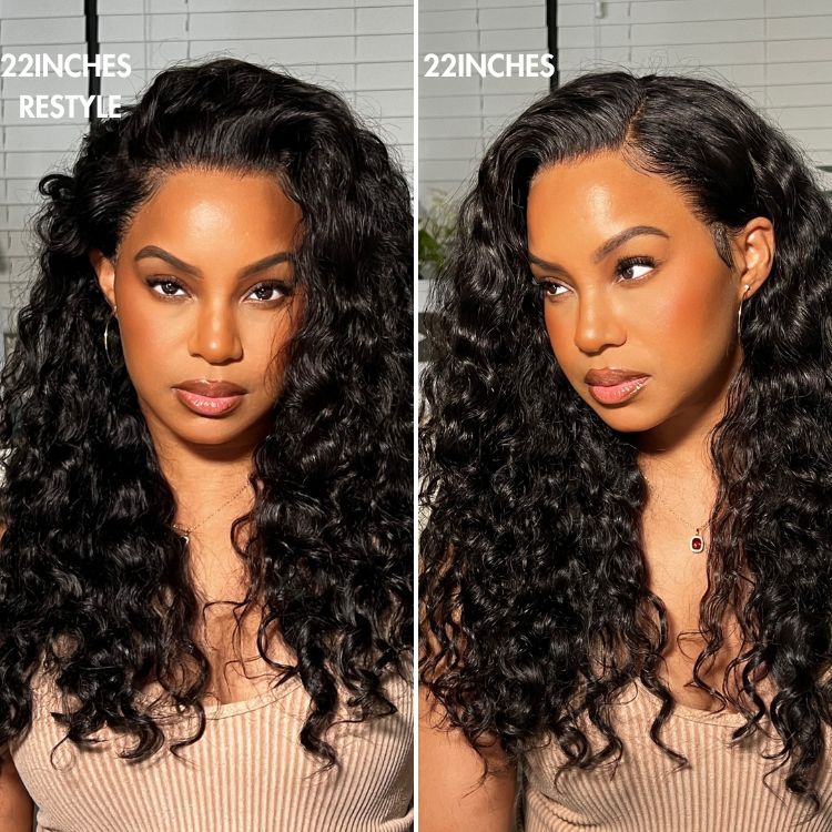 PreMax 180% / 250% Density | Water Wave 13x4 Glueless Frontal HD Lace Regular Cap & Regular Lace Drawstring Cap Free Part Long Curly Wig 100% Human Hair-11