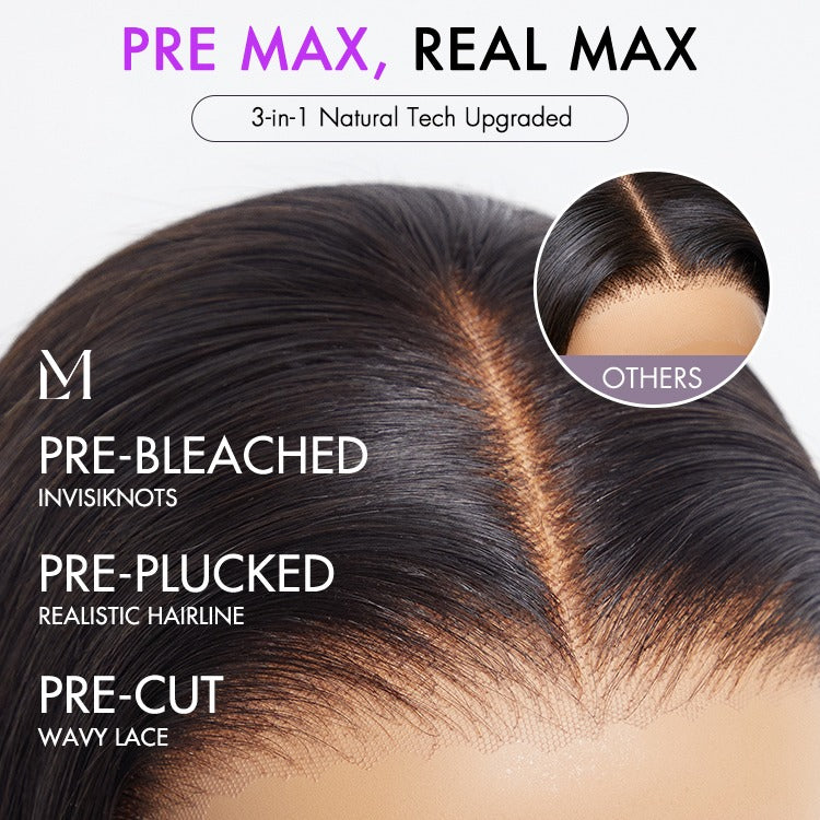 PreMax Wigs | Super Natural Hairline Silky Glueless 5x5 Closure HD Lace Short Bob Wig Pre-Cut Lace