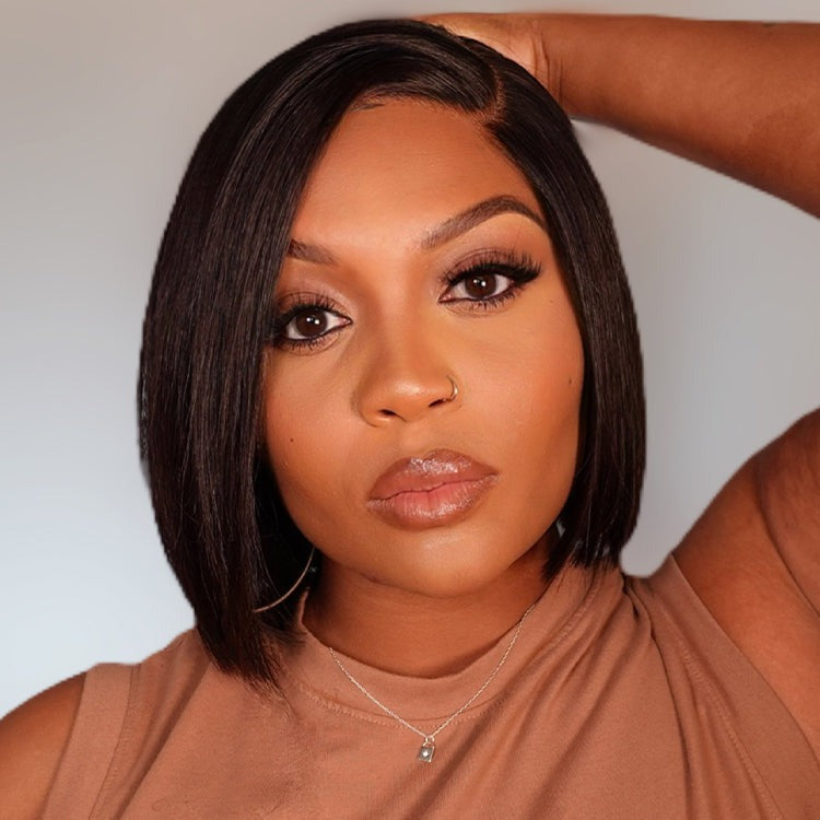 Put On & Go Blunt Cut Straight Bob Minimalist HD Lace Glueless C Part Wig-20