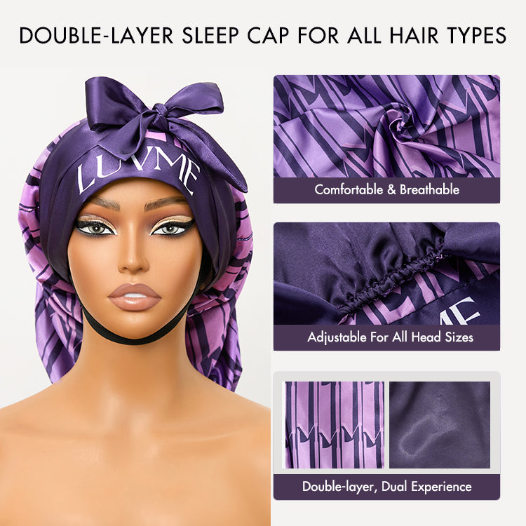 Double Layer Silk Sleep Cap, Anti-Static, Adjustable Fit for All Head Sizes