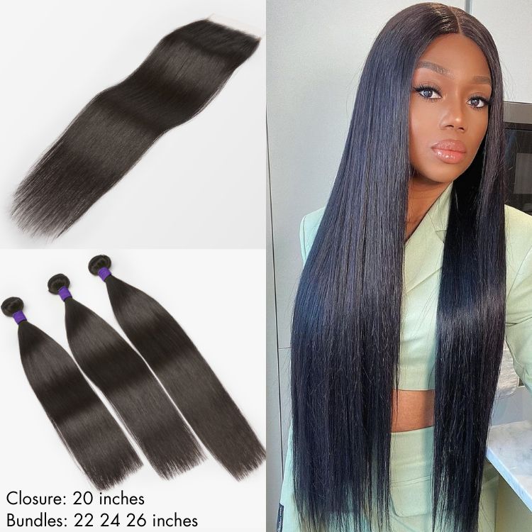 Upgraded Brazilian Hair | 3 Bundles with 5x5 HD Lace Closure Virgin Hair (Straight / Body Wave)