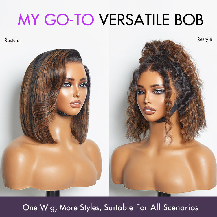 [cherryk0la]'s Special Link PreMax Wigs | Brown Highlight Silky Blunt Cut Bob Glueless Lace Wig With Pre-Bleached Pre-Plucked Pre-Cut Lace-04