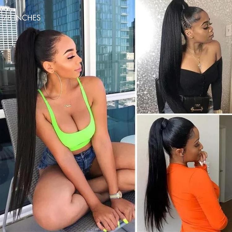 Straight Virgin Human Hair Sleek Ponytail Extension Easy to Wear | Upgraded 2.0-08