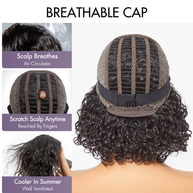 Worth | Trendy Layered Cut Yaki Straight Glueless Minimalist Lace Bob Wig With Bangs 100% Human Hair | Put On And Go-09