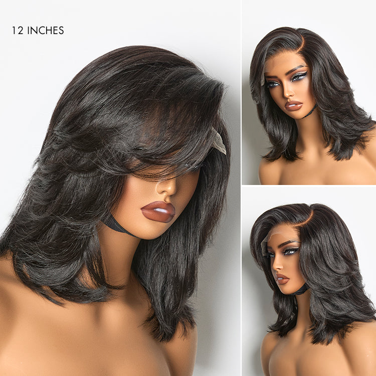 Effortlessly Chic Layered Haircut Wavy Glueless HD Minimalist Lace Short Wig