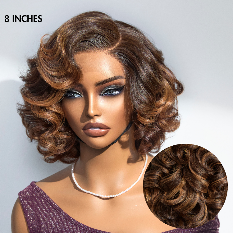 Mature Boss Brown Ombre Highlight / Natural Black Loose Wave Glueless Minimalist HD Lace Wig Ready to Go-02