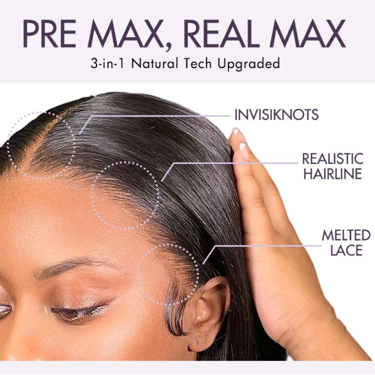 [khafu_]'s Special Link PreMax Wigs | Ultra Natural Hairline Brown Highlight & Natural Black Silky Straight Glueless 13x4 Frontal Lace Long Wig Pre-Cut Lace-05