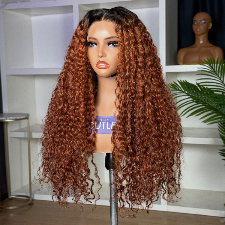 Worth | Copper Brown Water Wave Glueless 5x5 Closure Lace Long Curly Wig-01