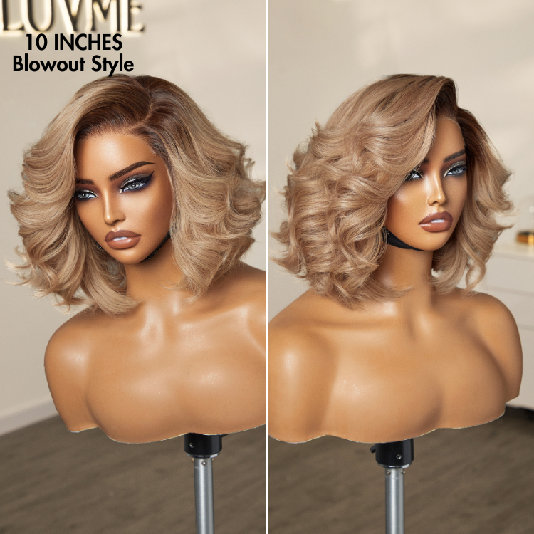Limited Restock | Ombre Ash Blonde Layered Bob Blowout Style Minimalist HD Pre-Cut Lace Wig-03