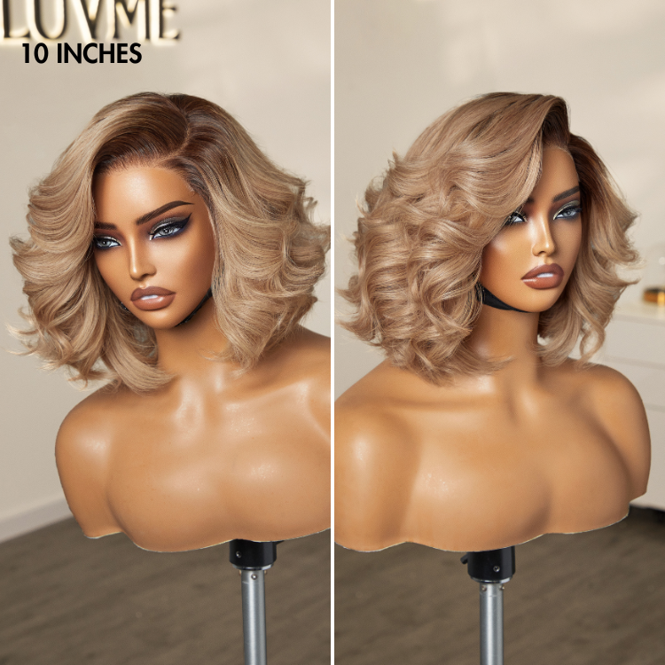 Limited Restock | Ombre Ash Blonde Layered Bob Blowout Style Minimalist HD Pre-Cut Lace Wig-04