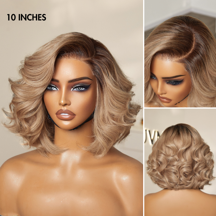 Limited Restock | Ombre Ash Blonde Layered Bob Blowout Style Minimalist HD Pre-Cut Lace Wig-02