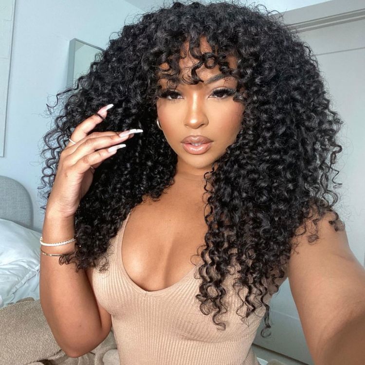 Worth | Natural Black Deep Wave Wigs With Bang-01