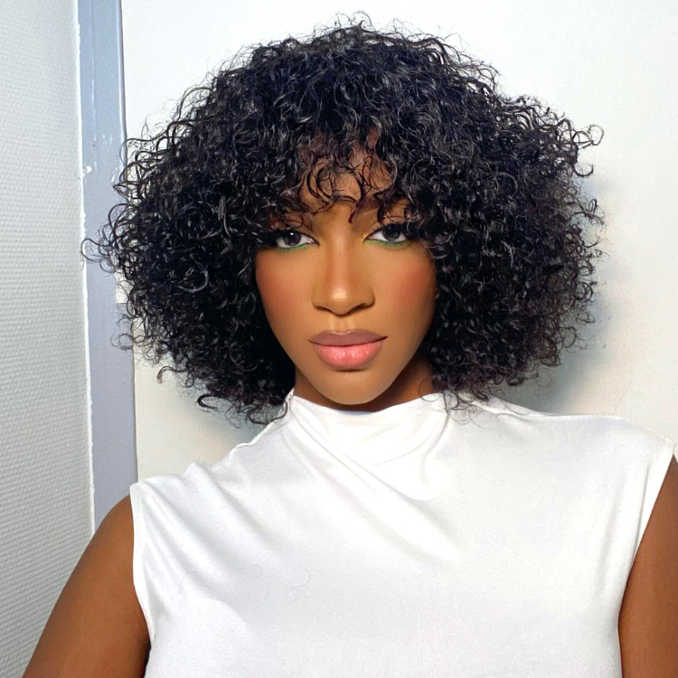 OUTLET | Silk Base Deep Wave Bob Wig With Bang 10 Inches