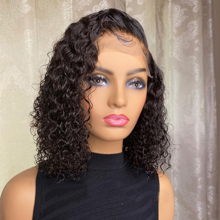 OUTLET | Natural Black Full Frontal Lace Water Wave Wig-01