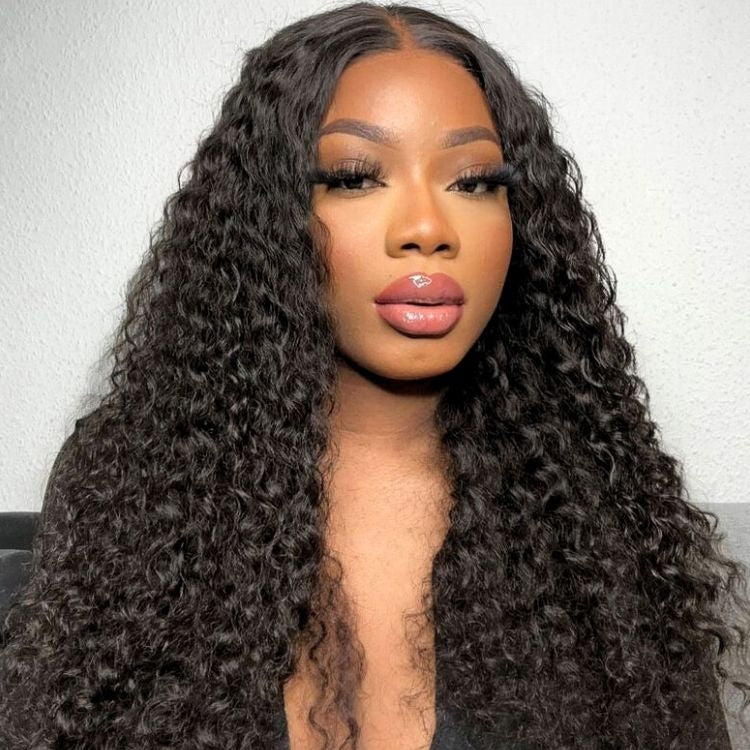 OUTLET I Deep Wave 4x4 Closure Lace Glueless Mid Part Long Curly Wig 100% Human Hair - SA Only-01