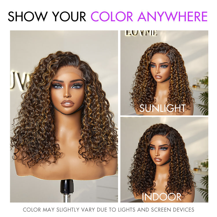 Worth | Brown Highlights Funmi Curly Glueless 5x5 Closure Lace Curly Wig Beginner Friendly-07