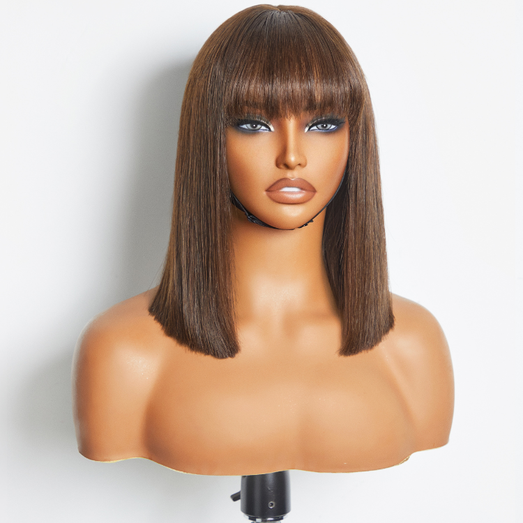 Worth| ReadytoGo Dark Brown Fringe Bob Wig Glueless Lace Wig