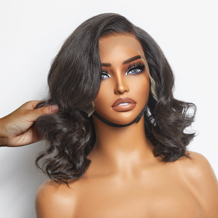 Worth | Glueless 13x6 Frontal Lace Natural Black Body Wave Side Part Long Wig 100% Human Hair