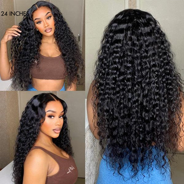 OUTLET I Water Wave 13x4 Glueless Frontal Lace Long Curly Wig 100% Human Hair-SA ONLY-01