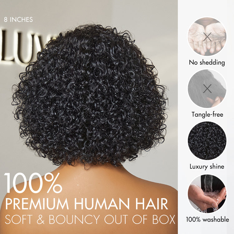 Ultra Natural Slicked Back Short Curly Wig Glueless Ear-to-ear Wide T Lace Front Wig-06