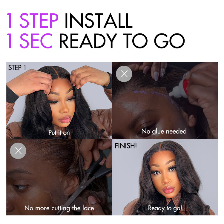 Special ReadytoGo Mature Bouncy Left C Part Loose Wave Glueless Minimalist HD Lace Wig-04