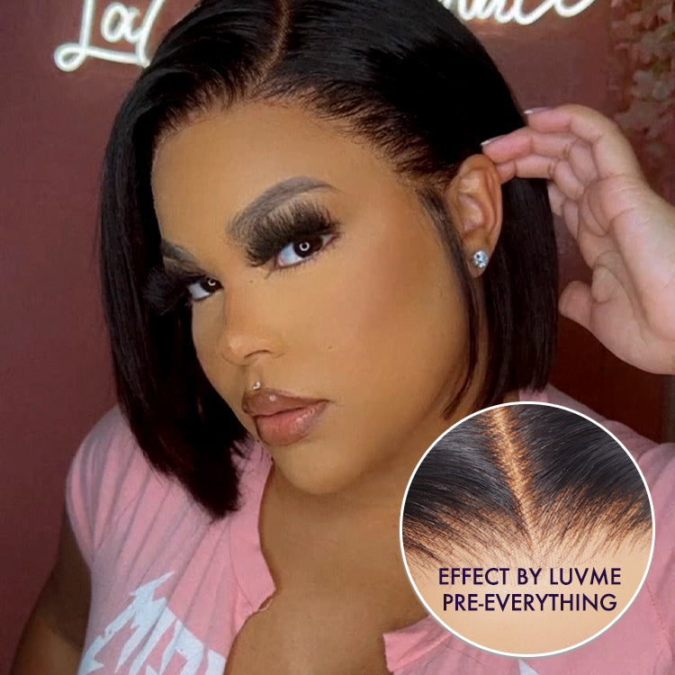 PreMax Wigs | Natural Looking Brown Highlight Silky Blunt Cut Bob Glueless 13x4 Frontal Lace Wig