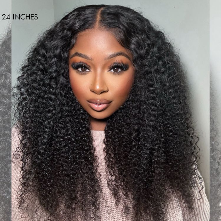 OUTLET | 5*5 Closure Kinky Curly Middle Part Wig 24 Inches