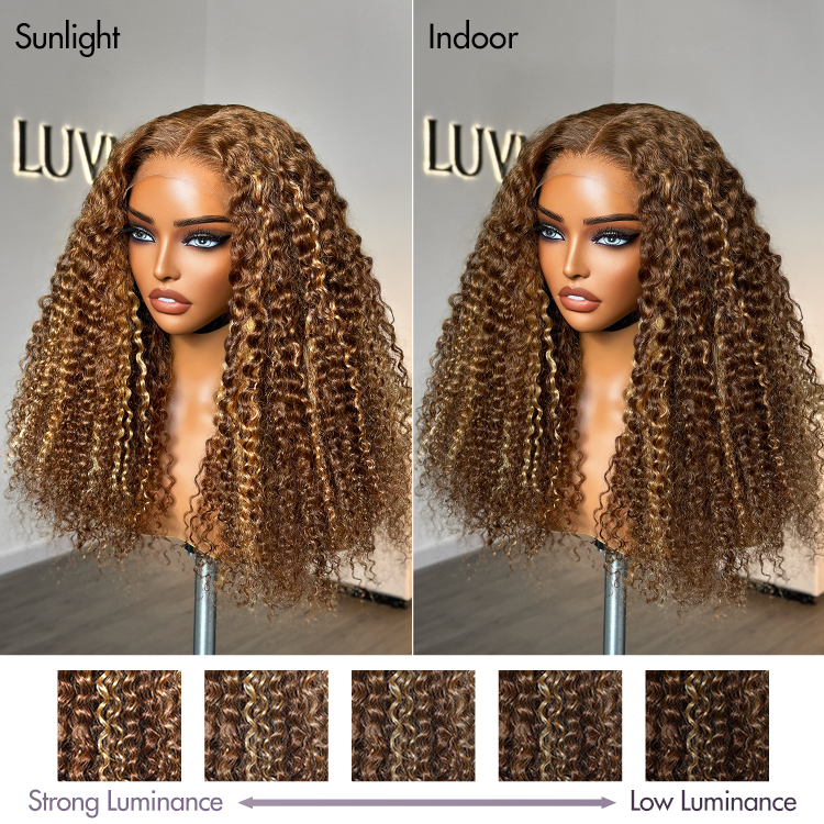 Worth | Honey Blonde Highlight Kinky Curly Glueless 5x5 Closure HD Lace Wig Breathable Cap