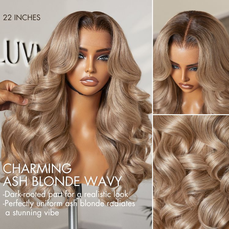 Gorgeous Loose Body Wave Ash Blonde Hair Wig Glueless 5x5 Closure Lace Wig Breathable Cap-06