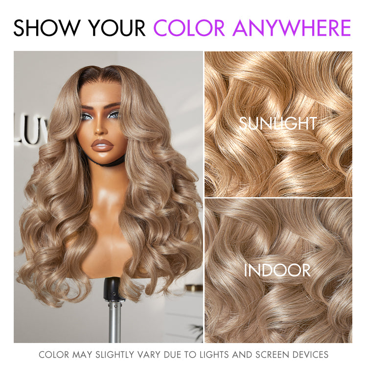 Gorgeous Loose Body Wave Ash Blonde Hair Wig Glueless 5x5 Closure Lace Wig Breathable Cap-03