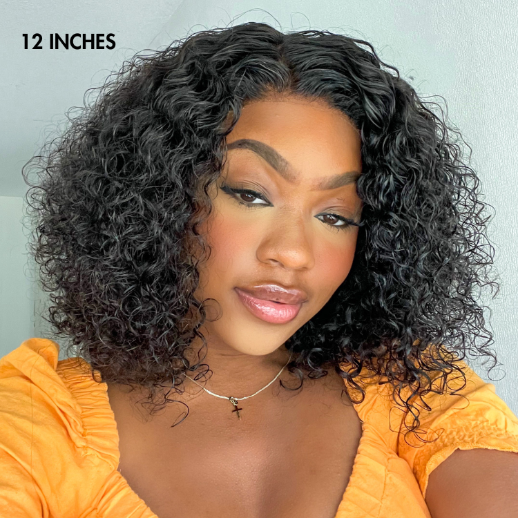 Worth | Wet and Wavy | Water Wave 4x4 Closure Lace Glueless Side Part Short Wig 100% Human Hair