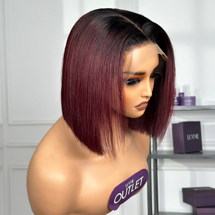 Worth | Burgundy 99J Hair Color Dark Roots Short Bob Wig 4x4 Lace Glueless Wig-01