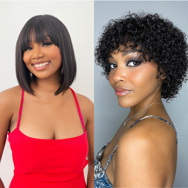 2 For 1 | 10 Inches HD Lace Bob With Bang Wig + Bouncy Glueless Wig With Bangs