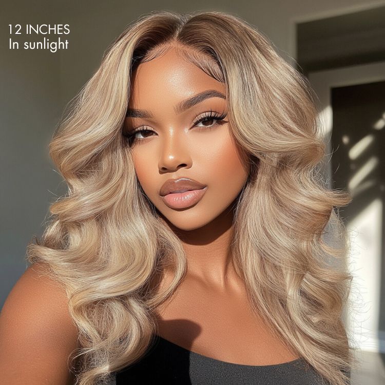 Gorgeous Loose Body Wave Ash Blonde Hair Wig Glueless 5x5 Closure Lace Wig Breathable Cap-04