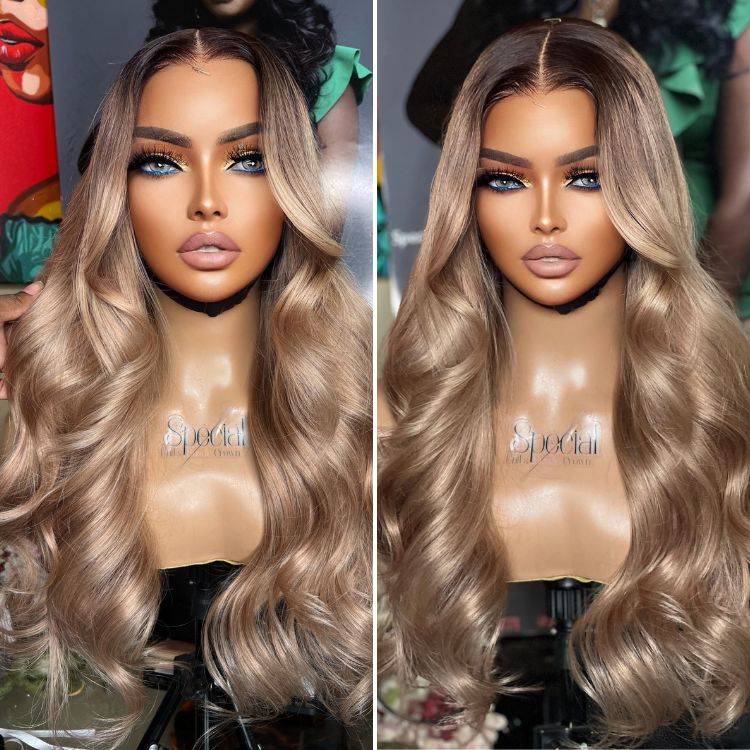 Gorgeous Loose Body Wave Ash Blonde Hair Wig Glueless 5x5 Closure Lace Wig Breathable Cap