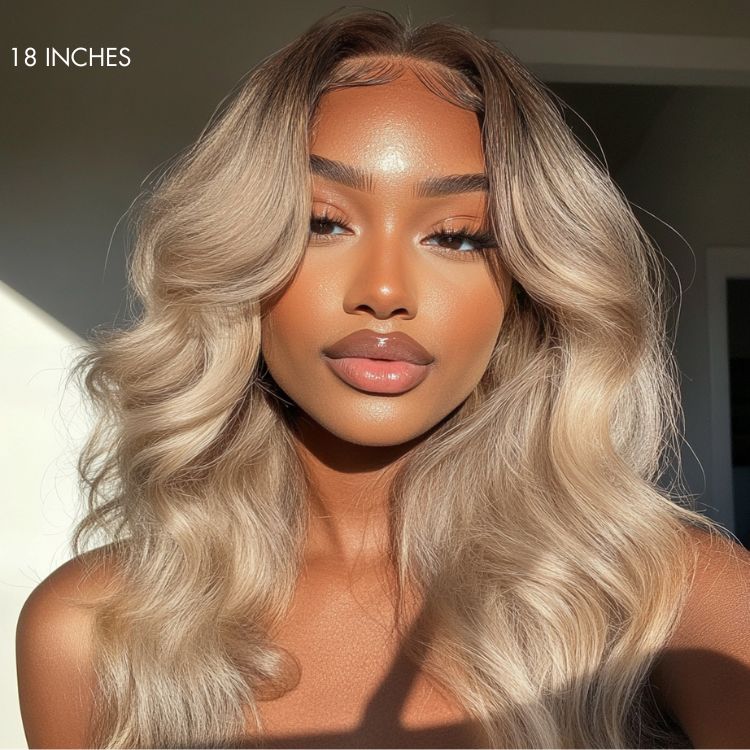 Gorgeous Loose Body Wave Ash Blonde Hair Wig Glueless 5x5 Closure Lace Wig Breathable Cap-11