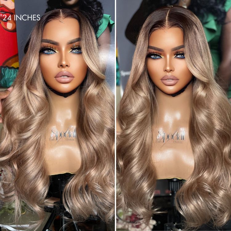 Gorgeous Loose Body Wave Ash Blonde Hair Wig Glueless 5x5 Closure Lace Wig Breathable Cap-02