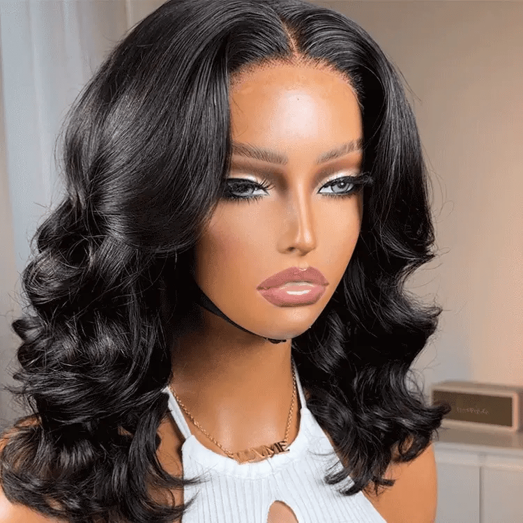 Outlet | 1 SEC INSTALL WIG | Gorgeous Natural Black Loose Wave 5x5 Closure Lace Glueless Short Wig 100% Human Hair-01