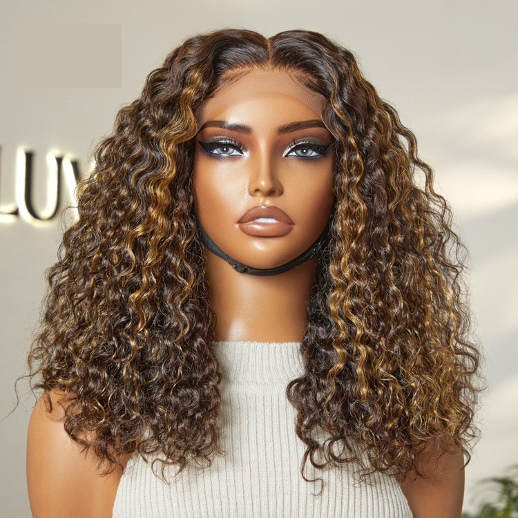 Worth | Brown Highlights Funmi Curly Glueless 5x5 Closure Lace Curly Wig Beginner Friendly-06