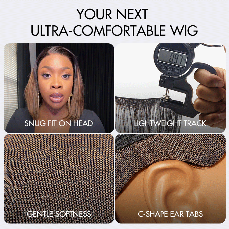 Worth I Brown Highlights Silky Blunt Cut Bob Snugfit Glueless Minimalist HD Lace Wig Pre-Cut Lace-03