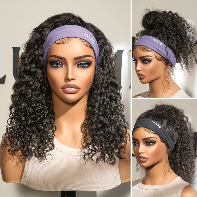 Worth |Wet And Wavy  Natural Black Headband Long Wig 100% Human Hair