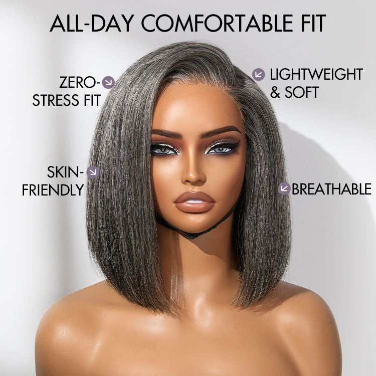 Worth I AiryFit™ Scalp Care Wigs -Salt and Pepper Glueless Minimalist HD Lace Bob Wig Pre-Cut Lace-08